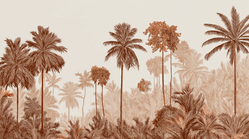 Papier peint jungle vintage Palmiers élégants sur fond clair