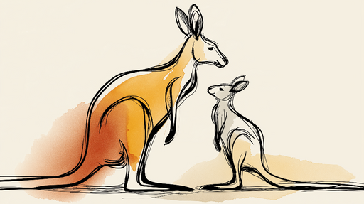 Papier peint kangourou Illustration abstraite de kangourous aux couleurs douces