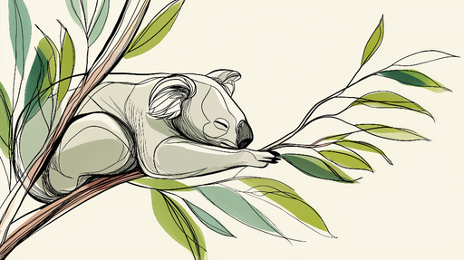Papier peint koala Illustration d'un koala paisible sur une branche