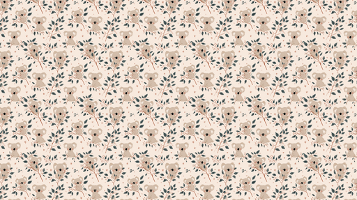 Papier peint koala Mignon motif de koalas entourés de feuillage délicat