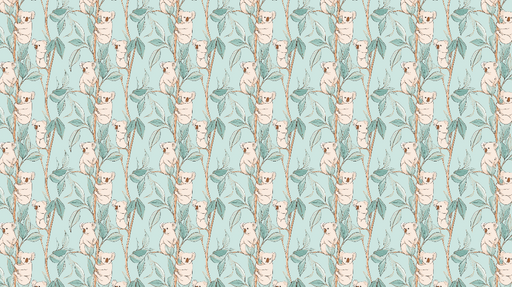 Papier peint koala Motif ludique de koalas sur fond léger