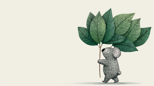 Papier peint koala Un adorable koala portant des feuilles luxuriantes