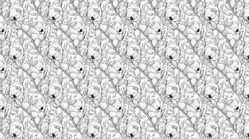 Papier peint koalas Mignon motifs de koalas endormis parmi des feuillages délicats