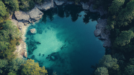 Papier peint lac turquoise Oasis de tranquillité entourée de végétation