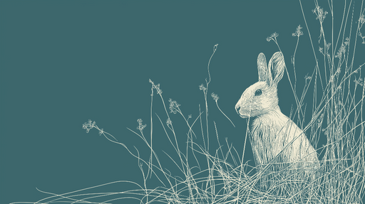 Papier peint lapin Un élégant lapin au milieu des herbes sauvages