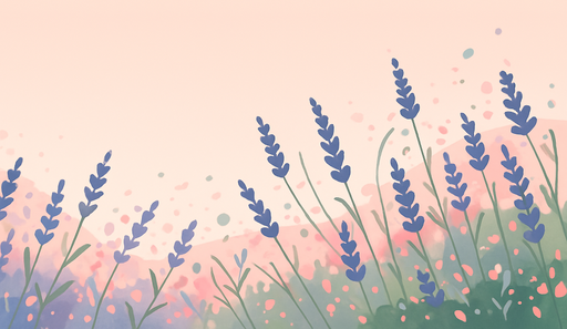 Papier peint lavande Champs de lavande pastel sur fond doux