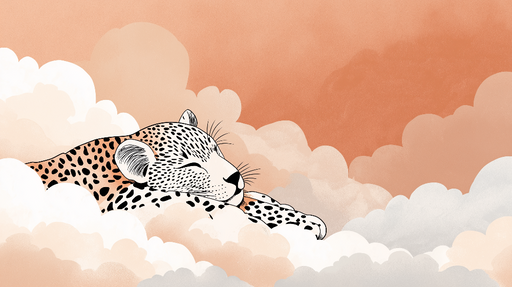 Papier peint léopard Léopard paisible parmi des nuages doux