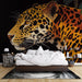 Papier peint jungle avec portrait majestueux de léopard pour décoration murale de chambre moderne