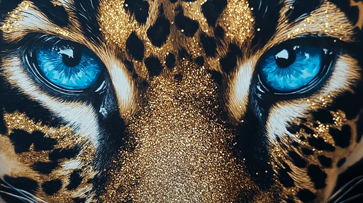 Papier peint léopard Regard captivant d'un léopard aux yeux bleu vif