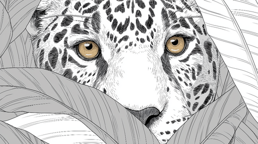 Papier peint léopard Un léopard fascinant caché parmi des feuilles délicates