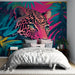 Papier peint jungle tropicale avec léopard vibrant pour chambre moderne