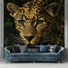 Papier peint jungle avec léopard captivant pour salon moderne