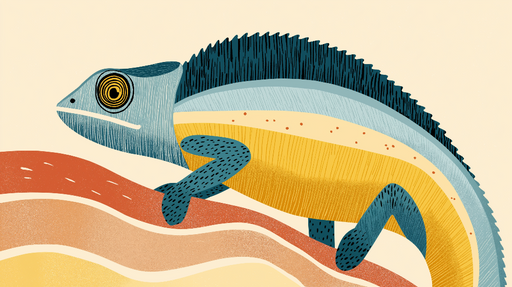 Papier peint lézard coloré Lézard stylisé aux couleurs vives sur des formes organiques