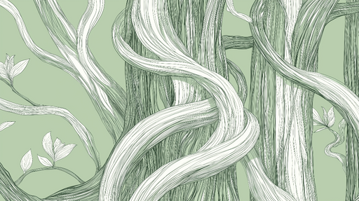 Papier peint lianes Un motif de lianes graphiques sur fond vert doux