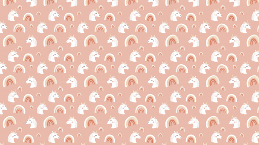 Papier peint licornes et arcs-en-ciel Têtes de licornes blanches sur fond rose