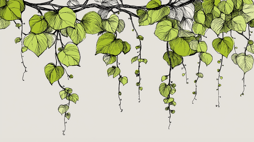 Papier peint lierre Vigne grimpante aux feuilles vertes délicates