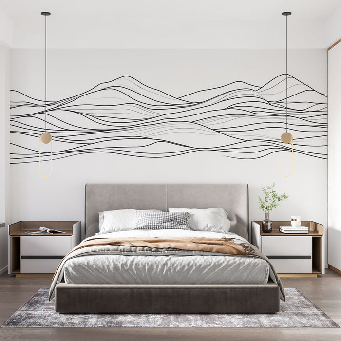 Papier peint lignes abstraites | Design minimaliste en noir et blanc