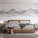 Papier peint design minimaliste avec lignes de montagne abstraites pour chambre moderne