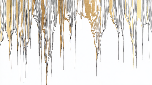 Papier peint lignes dorées Élégantes lignes noires et dorées sur fond blanc