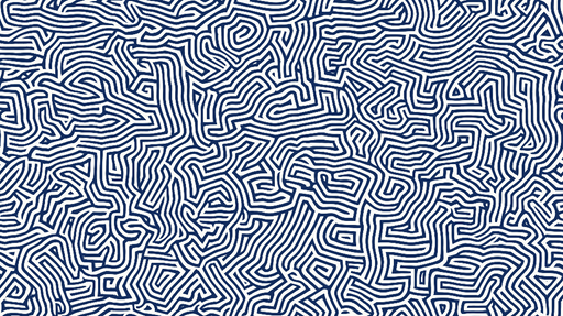 Papier peint lignes ondulées Motif abstrait en Bleu et Blanc