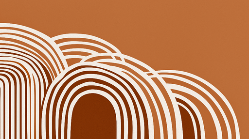 Papier peint lignes ondulées Motif moderne de lignes blanches sur fond terre cuite