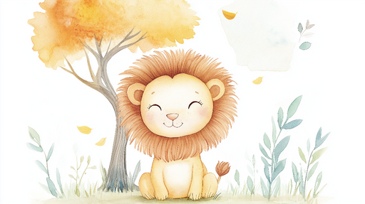Papier peint lion Un adorable lionceau dans un paysage automnal