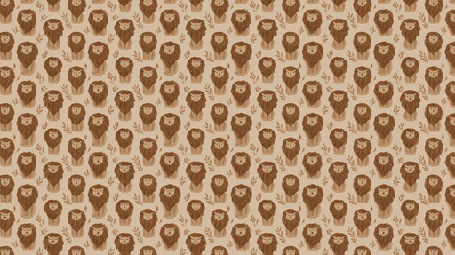 Papier peint lion Un adorable motif de lions entourés de feuillage