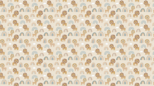 Papier peint lions et arcs-en-ciel Adorable motif de lions souriants et d'arcs-en-ciel pastel