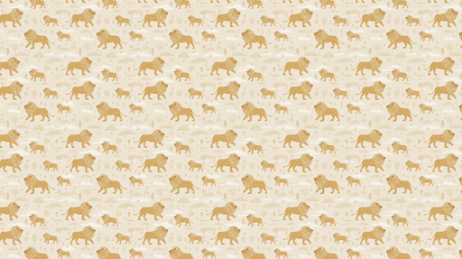 Papier peint lions Motif ludique de lions dans des tons dorés sur fond beige