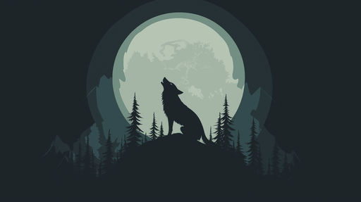 Papier peint loup et lune Silhouette de loup hurlant sous une pleine lune mystique