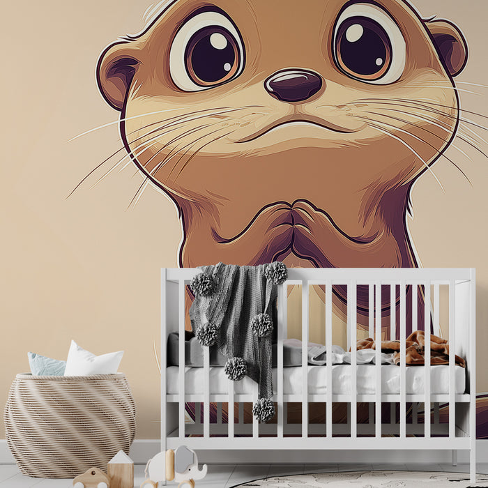 Papier peint loutre | Adorable loutre aux grands yeux expressifs