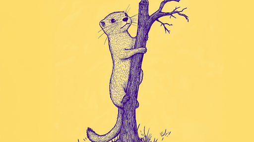 Papier peint loutre Illustration d'une loutre grimpant sur un arbre