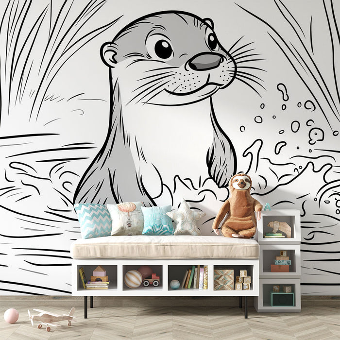 Papier peint loutre | Loutre espiègle dans l'eau