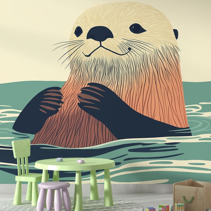 Papier peint loutre | Loutre mignonne flottant dans l'eau