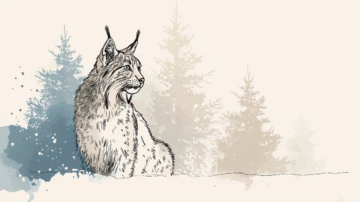 Papier peint lynx Lynx avec des arbres en arrière-plan