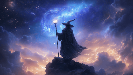 Papier peint magique Sorcier sous un ciel étoilé