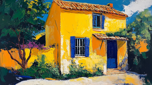 Papier peint maison jaune Charmante maison provençale sous un ciel bleu