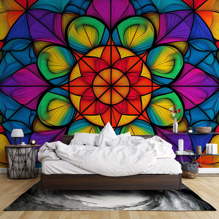 Papier peint mandala coloré | Motif vibrant et dynamique