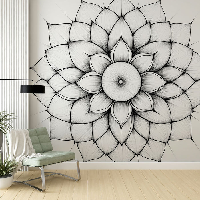 Papier peint mandala | Élégance en Noir et Blanc