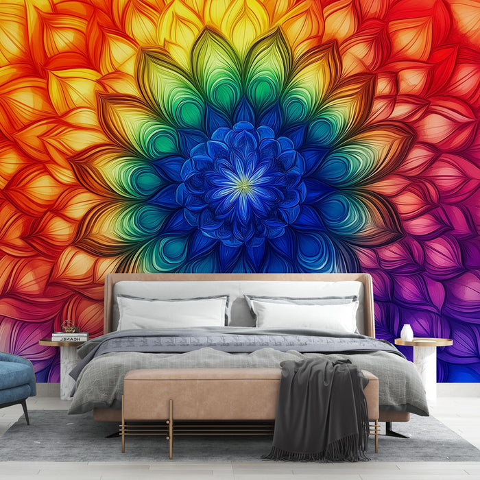 Papier peint mandala | Explosion de Couleurs Vibrantes