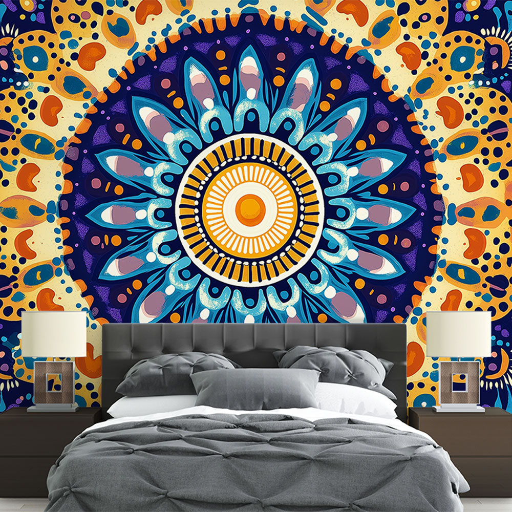 Bleu Or Ombre Mandala Indien Jeté de Lit King Size Tapisseries Tenture Bleu Or Ombre Mandala Indien Jeté de Lit King Size Tapisseries Tenture
