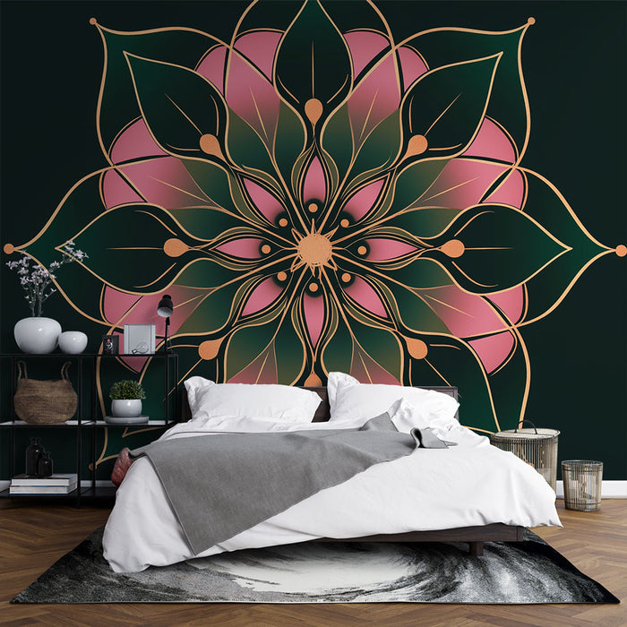 Papier peint mandala | Motif floral coloré et très élégant