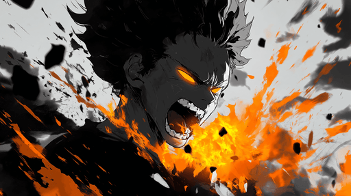 Papier peint manga Explosion d'énergie ardente et personnage intense