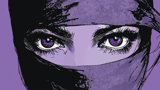 Papier peint manga Regard en violet monochrome