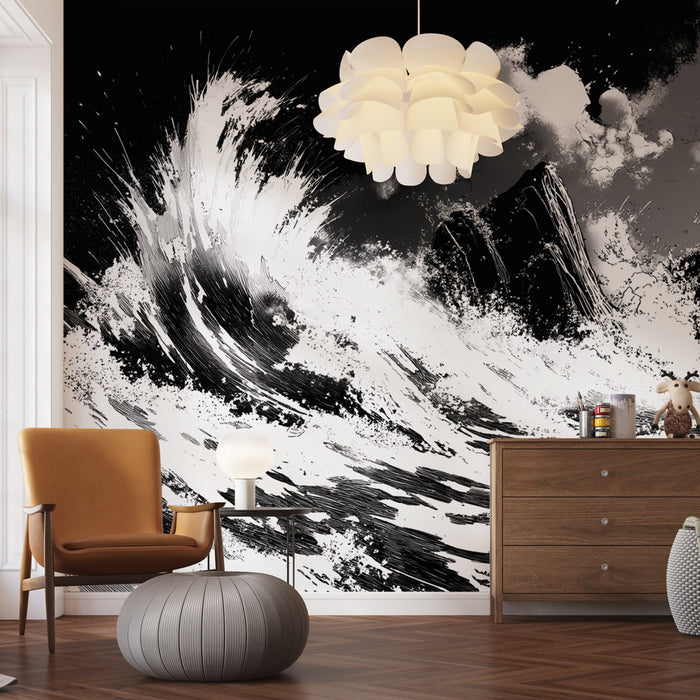 Papier peint manga | Vagues tumultueuses sur mer agitée