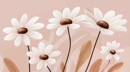 Papier peint marguerite Beige et cuivre