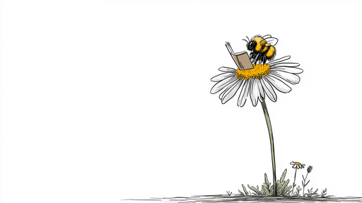 Papier peint marguerite et abeille Marguerites avec une abeille lisant un livre