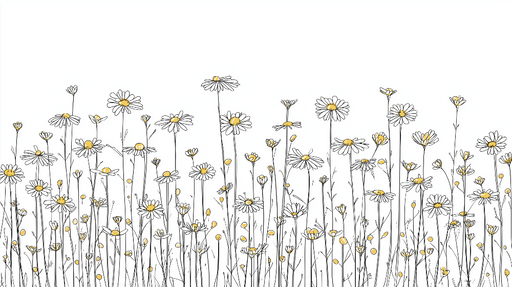 Papier peint marguerites Motif floral en lignes noires et éclats de jaune