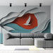 Papier peint marin design en relief avec oiseaux et vagues stylisées pour salon moderne