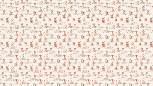 Papier peint médiéval Motif de châteaux et de machines de siège en teintes douces